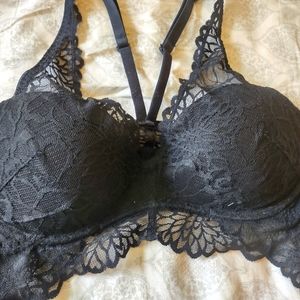 VS PINK- Black lace racerback bralette, size Med. NWOT!